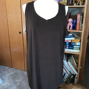 Susan Graver Liquid Knit Brown Tank Top extra long